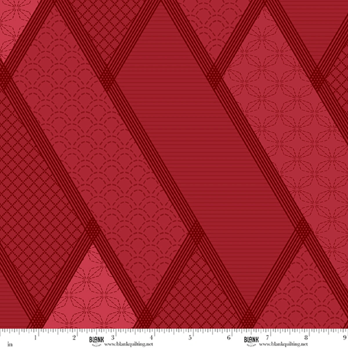 Linear Dream red stitched geometric 108 inch wide quilt backing fabric