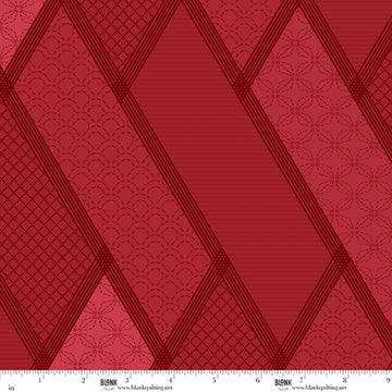 Linear Dream red stitched geometric 108 inch wide quilt backing fabric