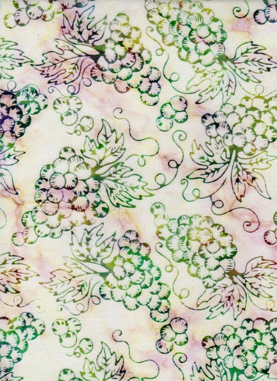 Napa Wine Country Cream Grapes Batik Fabric Yardage