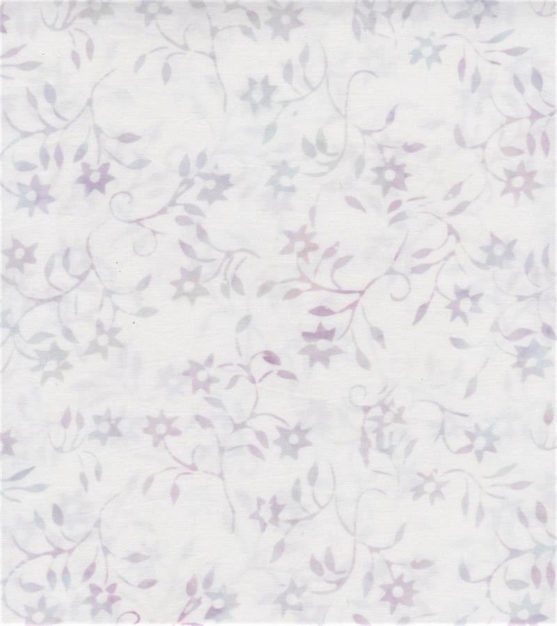 Delightful Light Grey Floral Batik Fabric Yardage by Batik Textiles