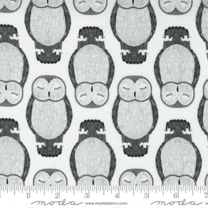 Nocturnal Sleeping Owls Moon Fabric Yardage