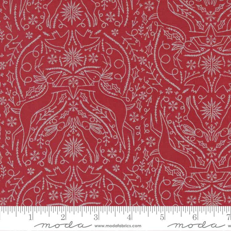 Merrymaking Metallic Candy Cane Scandi Fabric Yardage