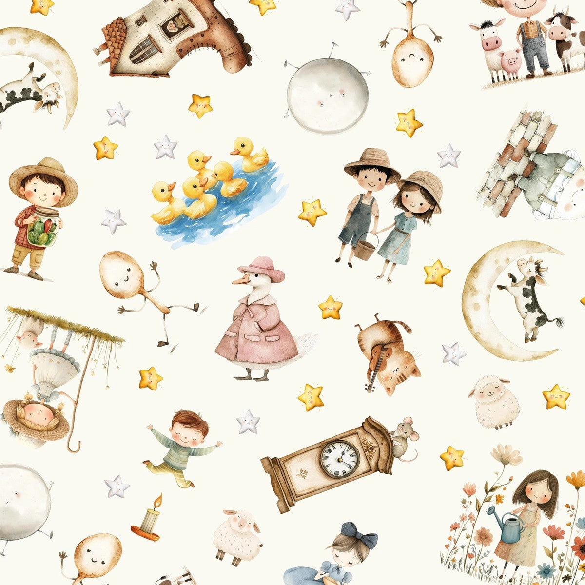 Nursery Rhyme Time Ivory Characters Fabric Yardage at Quilted Joy