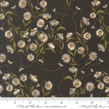 Ladybug Whimsy midnight cone flower bees metallic cotton fabric yardage