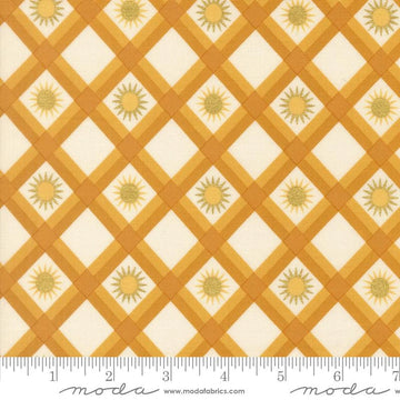 Ladybug Whimsy golden plaid sunshine metallic cotton fabric yardage