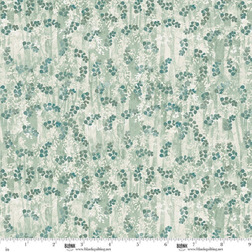 Wild and Free Teal Foliage teal green botanical print cotton fabric yardage