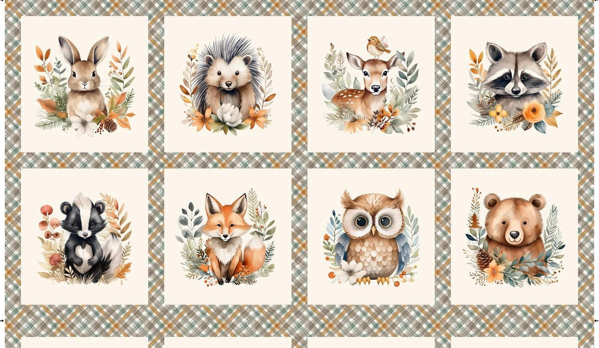 Wild and Free Block Panel 24 by 43 inch coordinating quilt panel