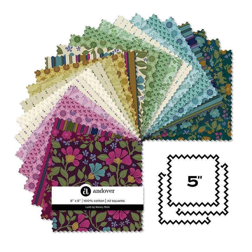 Lush 5 inch Charm Squares by Andover - Nancy Rink collection