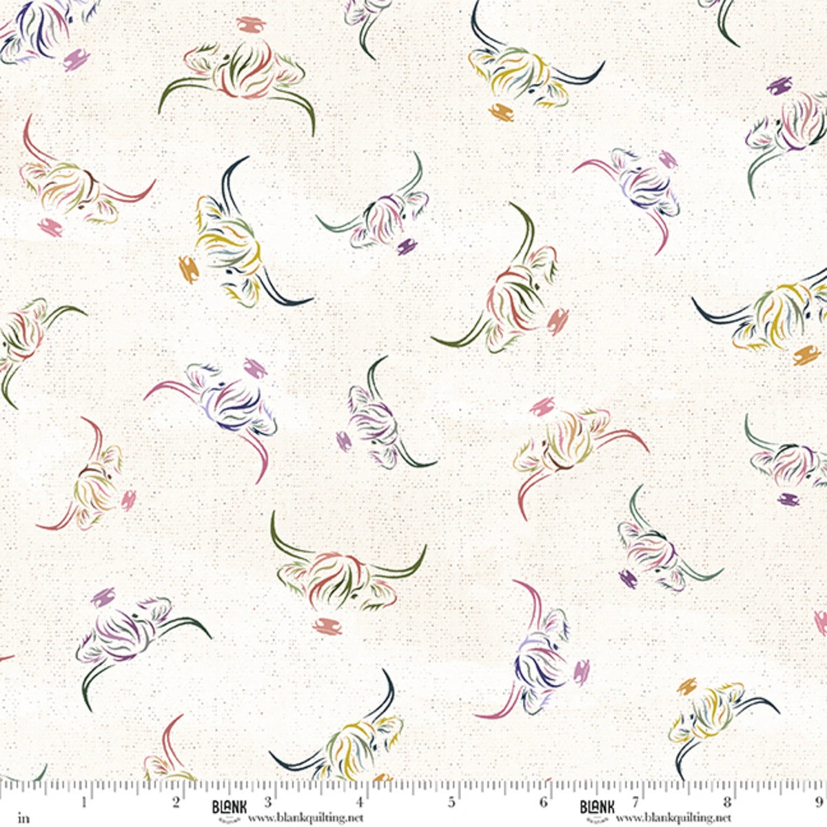 Deja Moo parchment highland linework fabric yardage quilting cotton