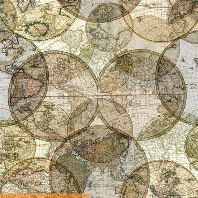 World Globes Multi 108" Wide 3 Yard Quilt Fabric Back Pack