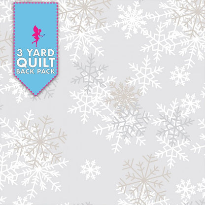 Light Grey Snowflakes 108" 3 Yard Quilt Fabric Back Pack