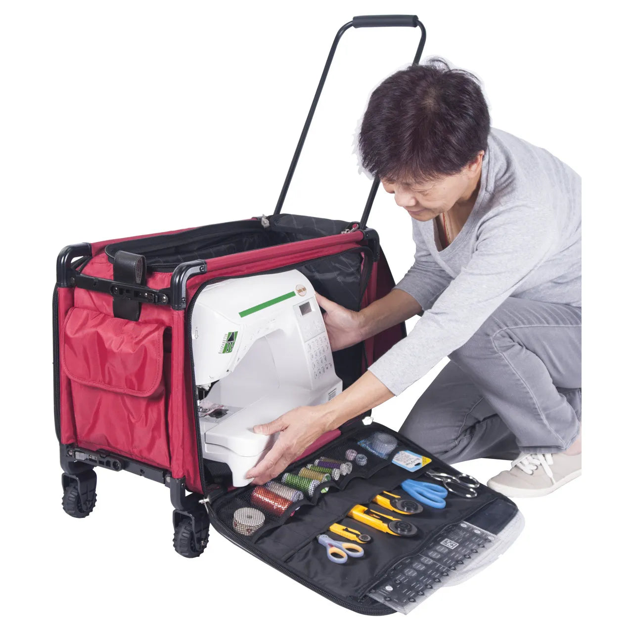 Tutto 22" Cherry Red Sewing Machine Case On Wheels Large