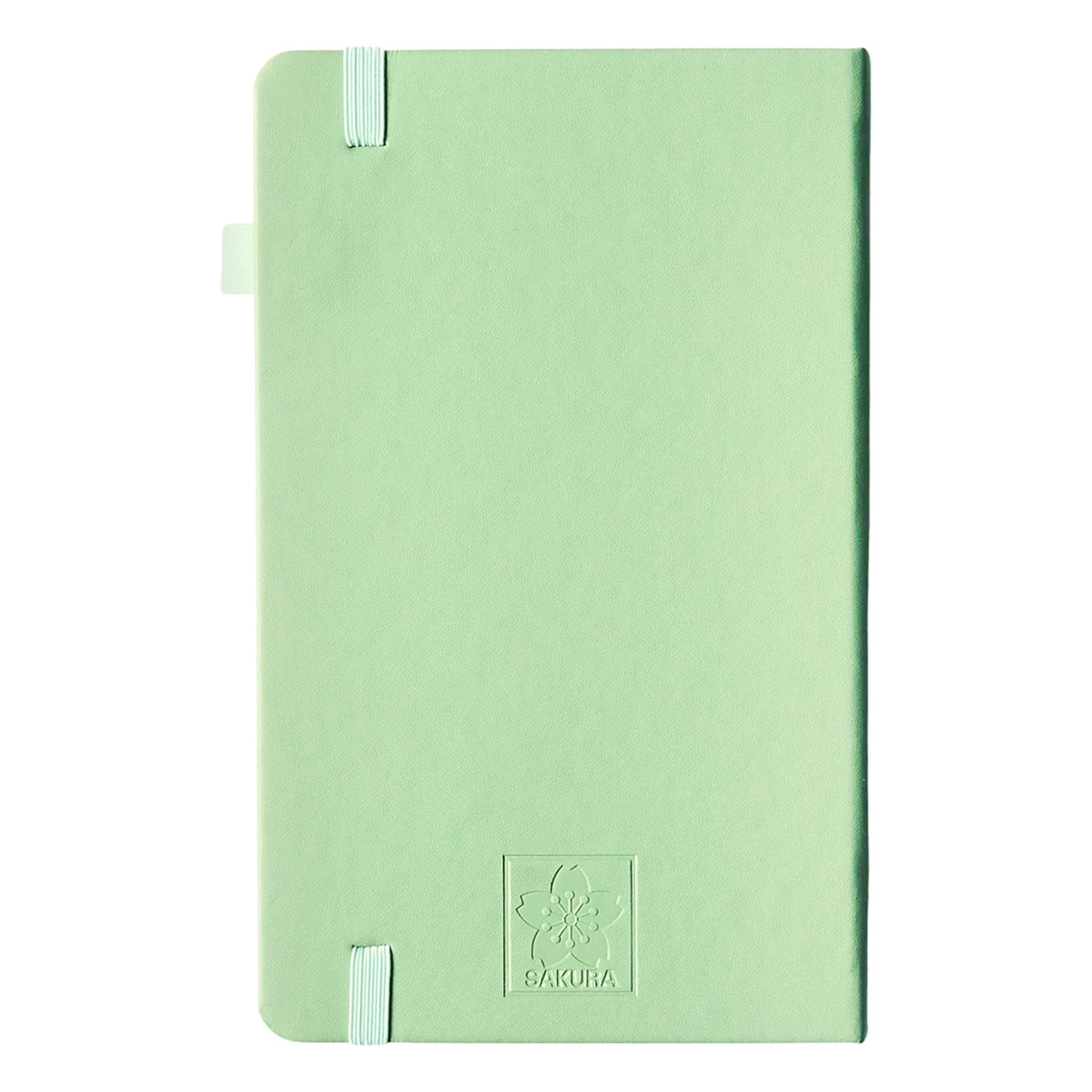 Sakura Notebook A5 Pale Patina back cover with muted teal design