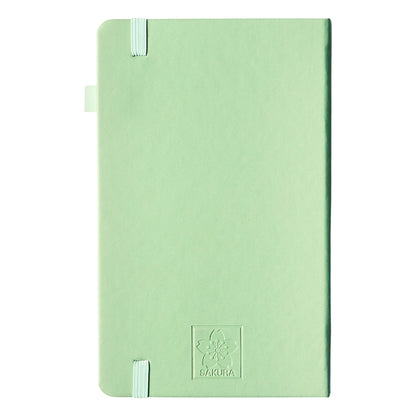 Sakura Notebook A5 Pale Patina back cover with muted teal design