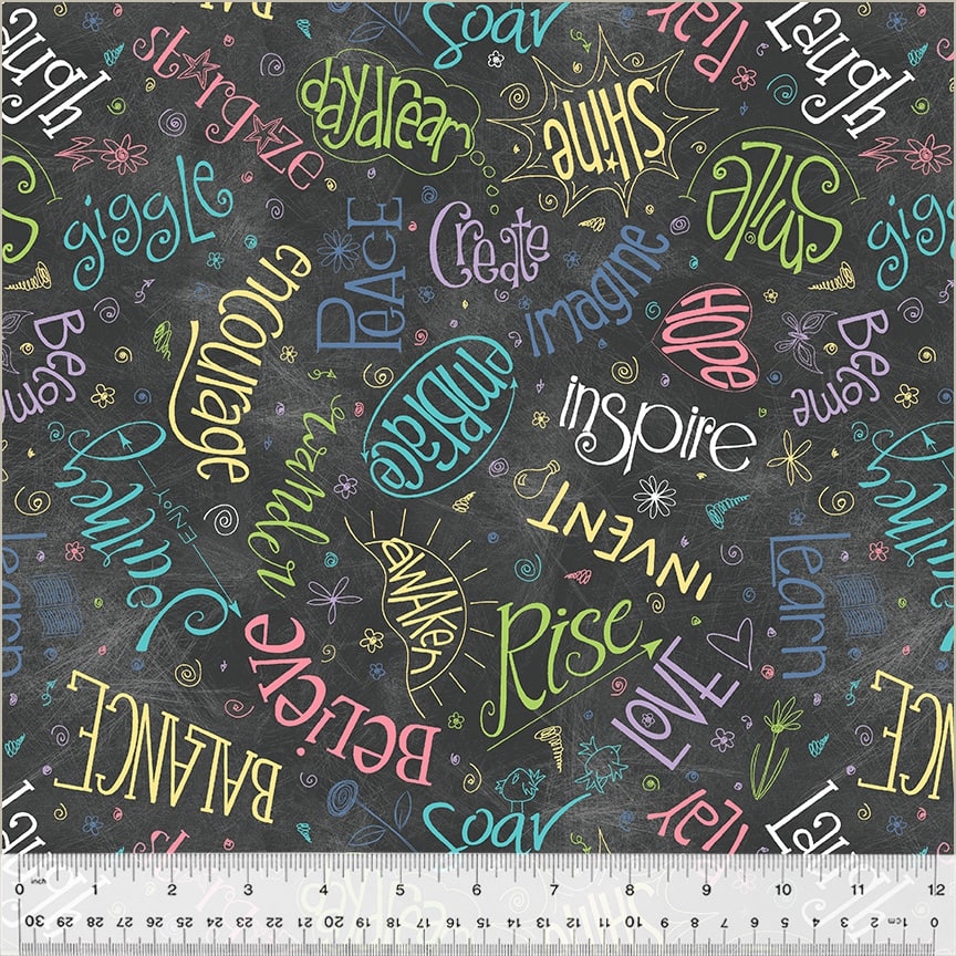 Chalkboard Aspirations 108" Wide Quilt Backing Fabric