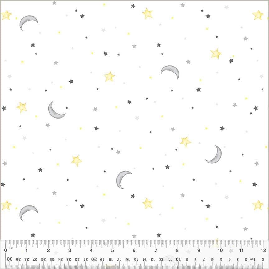 Sweet Dreams White Night Sky Flannel Fabric Yardage Product Photo