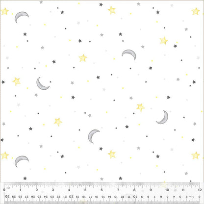 Sweet Dreams White Night Sky Flannel Fabric Yardage Product Photo