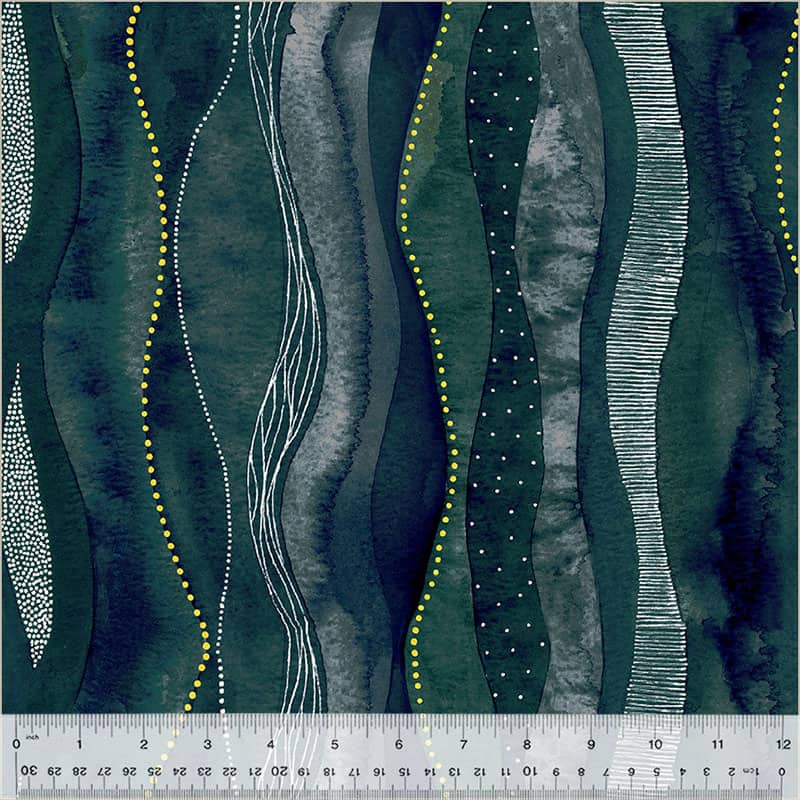 Ebb & Flow Cascade Ink Metallic Fabric Yardage