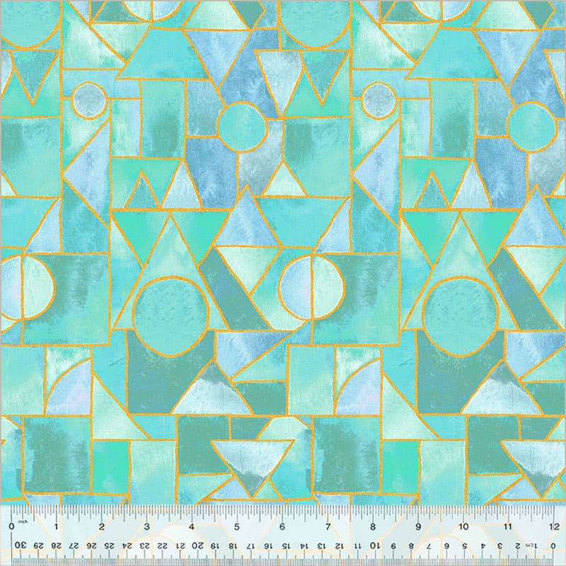 Ebb & Flow Sea Glass Larimar Metallic Fabric Yardage