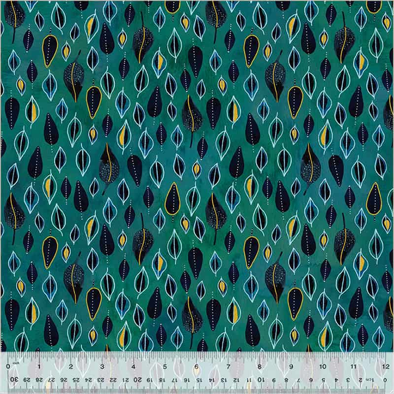 Ebb & Flow Trickle Emerald Metallic Fabric Yardage