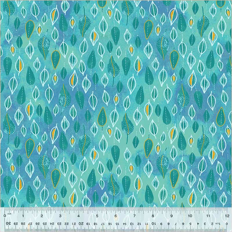 Ebb & Flow Trickle Turquoise Metallic Fabric Yardage