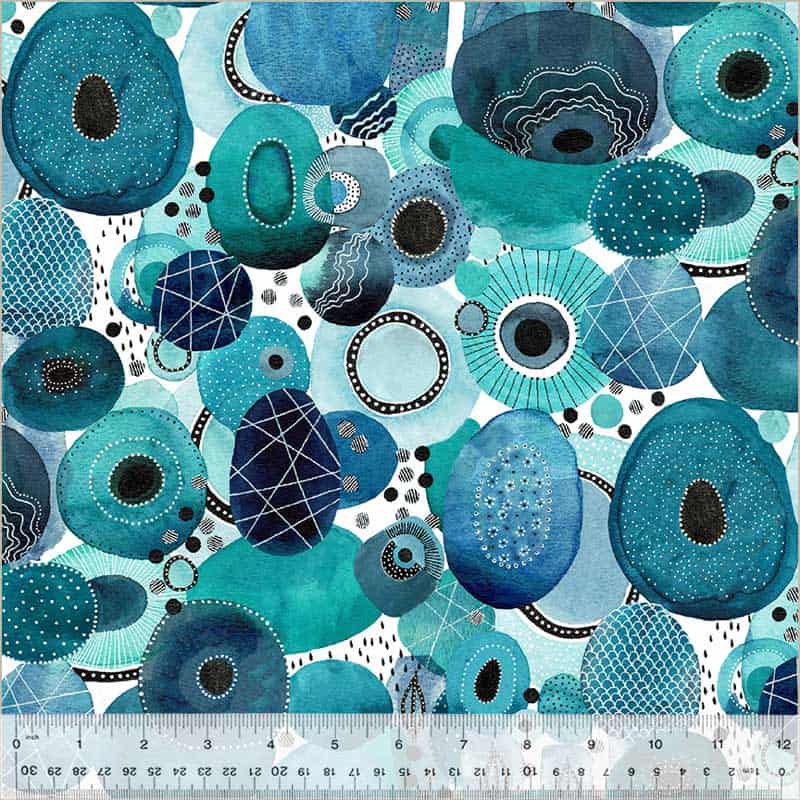 Ebb & Flow Genesis Aqua Metallic 108" Wide Quilt Backing Fabric