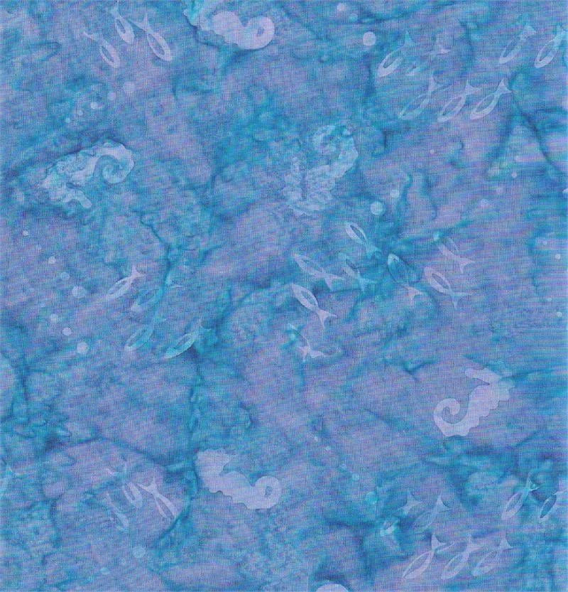 Bahari Purple Sea Horse n Fish Batik Fabric Yardage