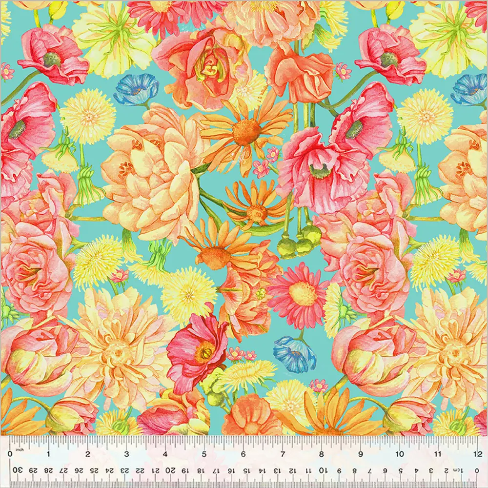 Spring Dreams Aqua Garden Fabric Yardage Product Photo