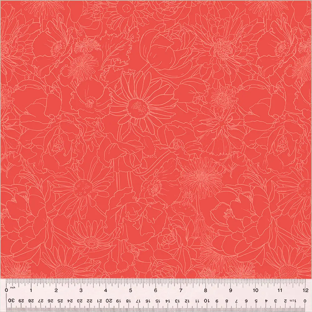 Spring Dreams Poppy Garden Sketch Fabric Yardage Product Photo