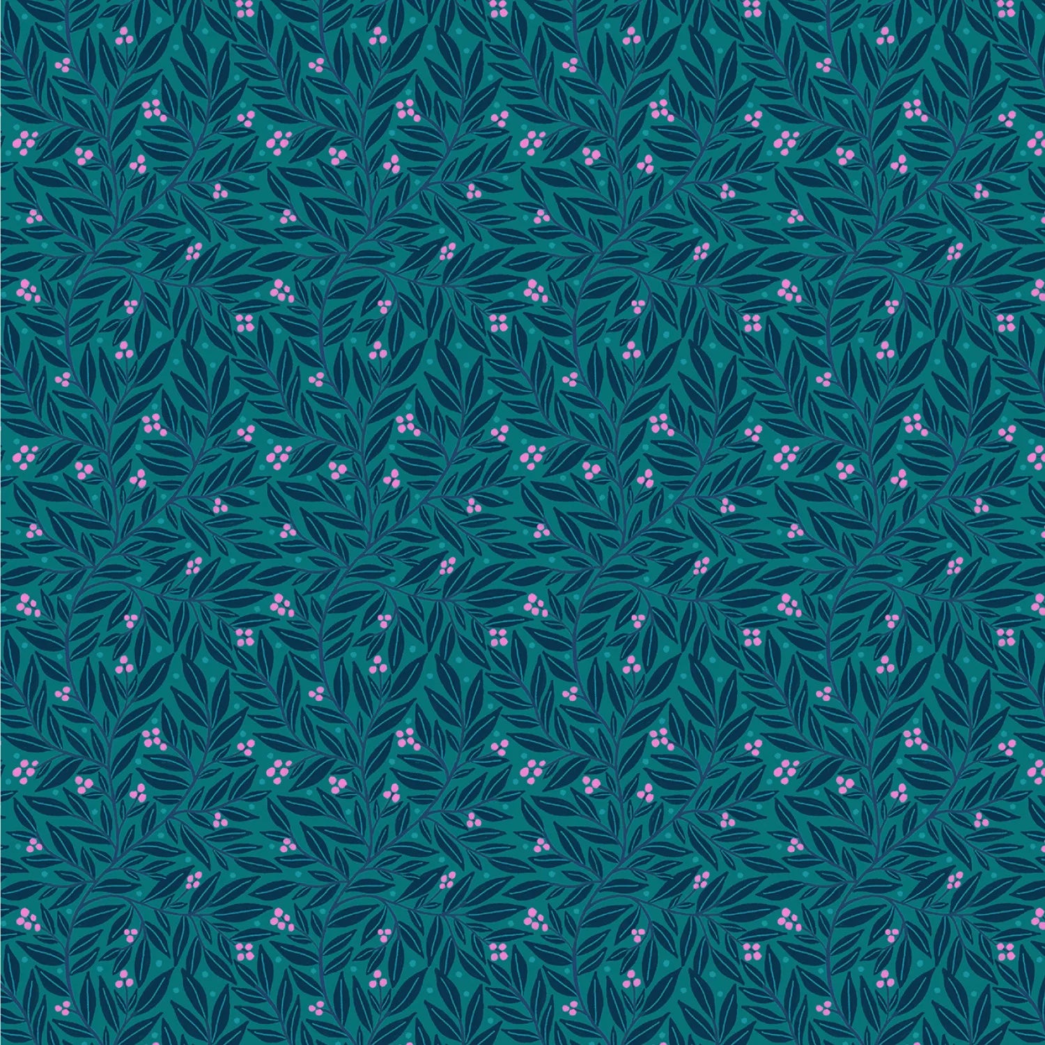 Dayspring Vines & Berries Teal Yardage