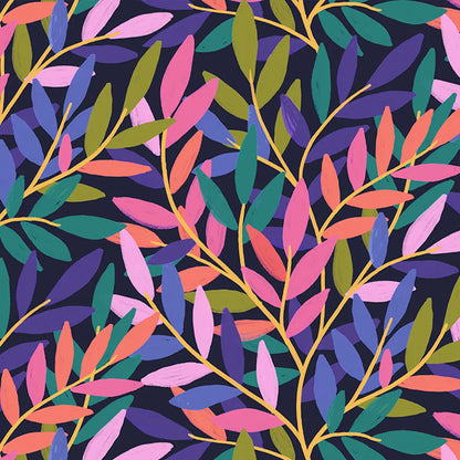 Twilight Tendrils Midnight 108" Wide Quilt Backing Fabric