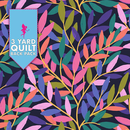 Twilight Tendrils Midnight 108" Wide 3 Yard Quilt Fabric Back Pack