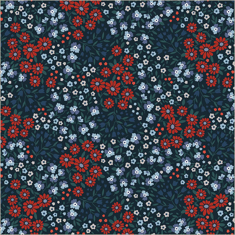 Front Porch Ditsy Garden Midnight Fabric Yardage