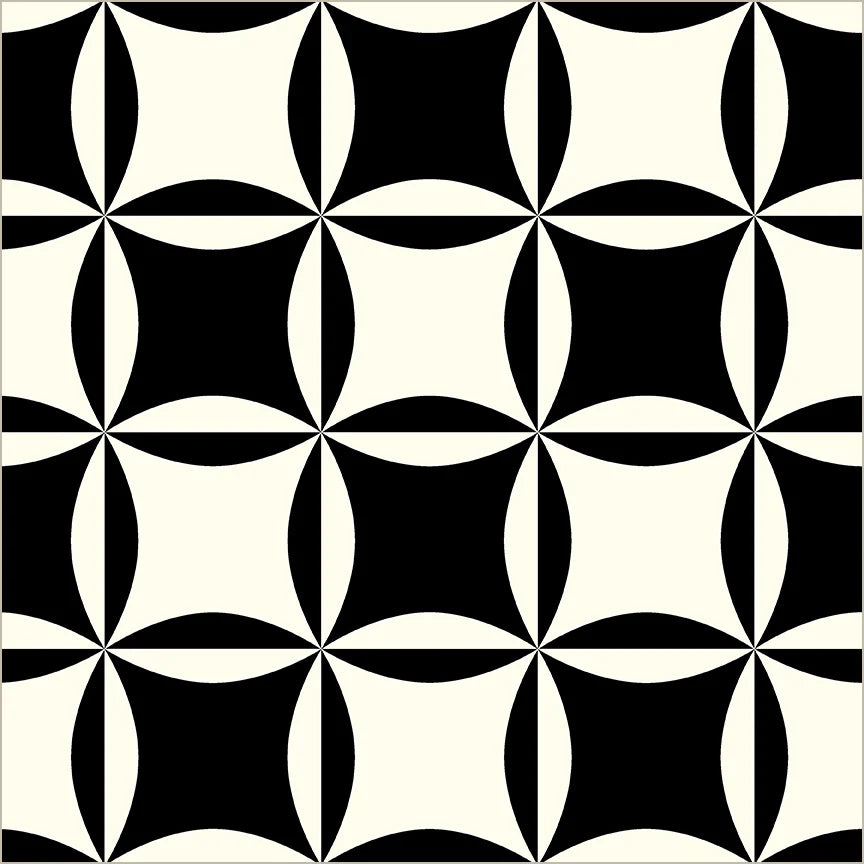 Perfect Points II Cathedral Window Black Canvas Fabric Yardage