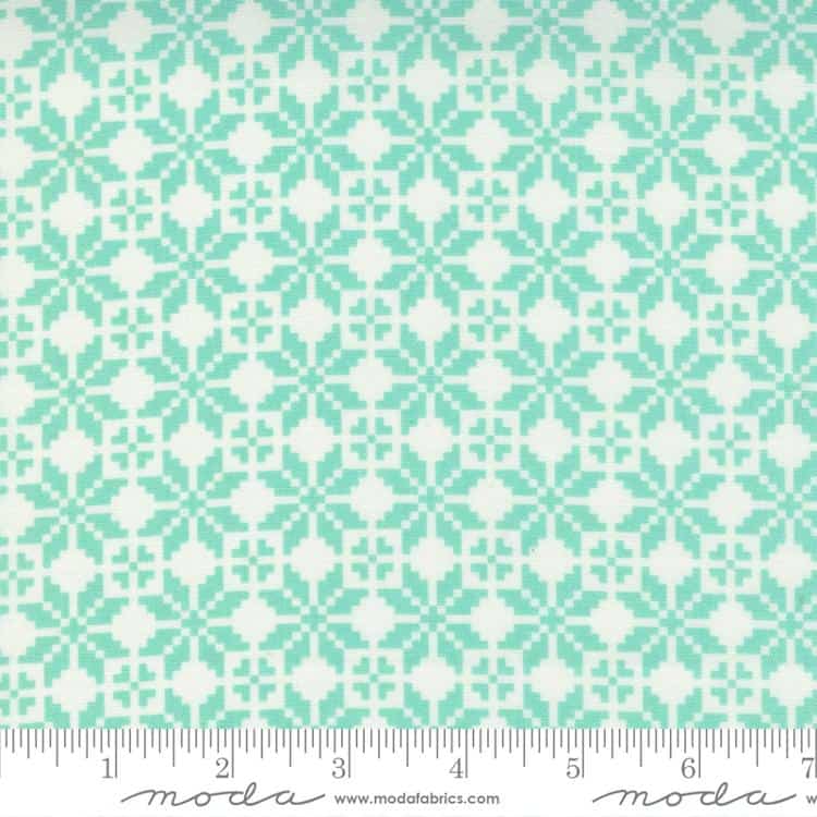 Merry Little Christmas Cream and Aqua Christmas Sweater Fabric Yardage