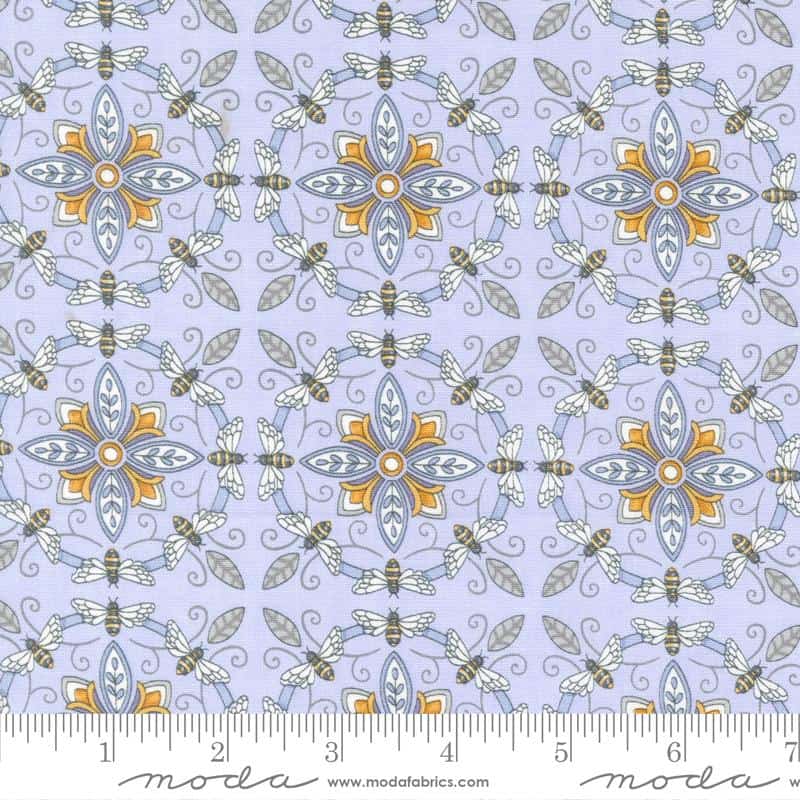 Honey Lavender Bee Tiles Lavender Fabric Yardage