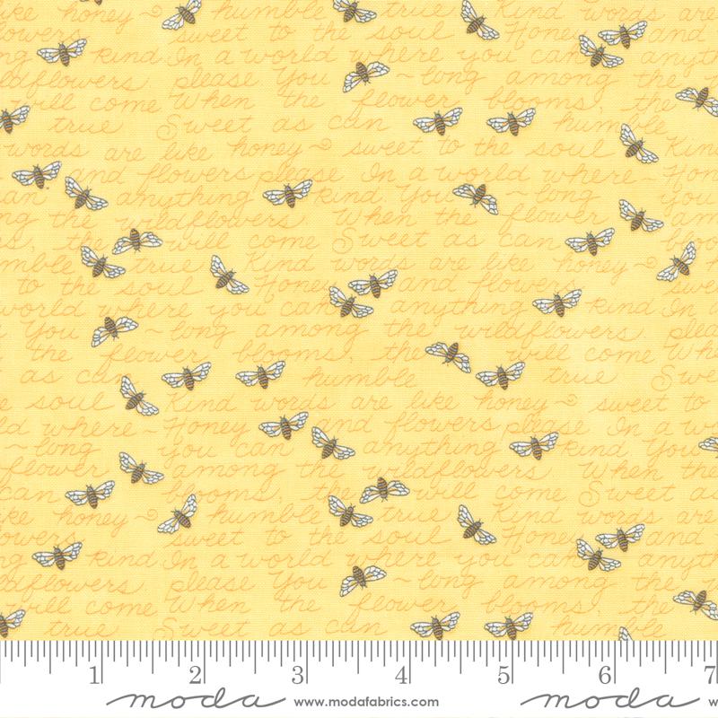 Honey Lavender Wordy Bees Yellow Fabric Yardage Fabric- Yardage United Notions 56084 12 6.15 11.99 400 140