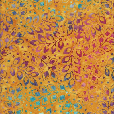 Sun Catchers Orange Leaves Batik Fabric Yardage
