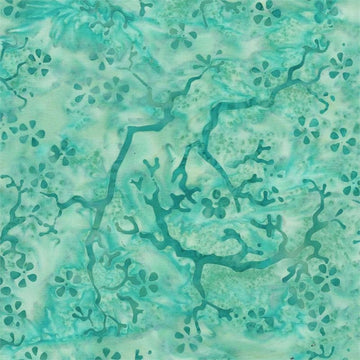 Butterfly Dreams Aqua Small Flower Batik Fabric Yardage