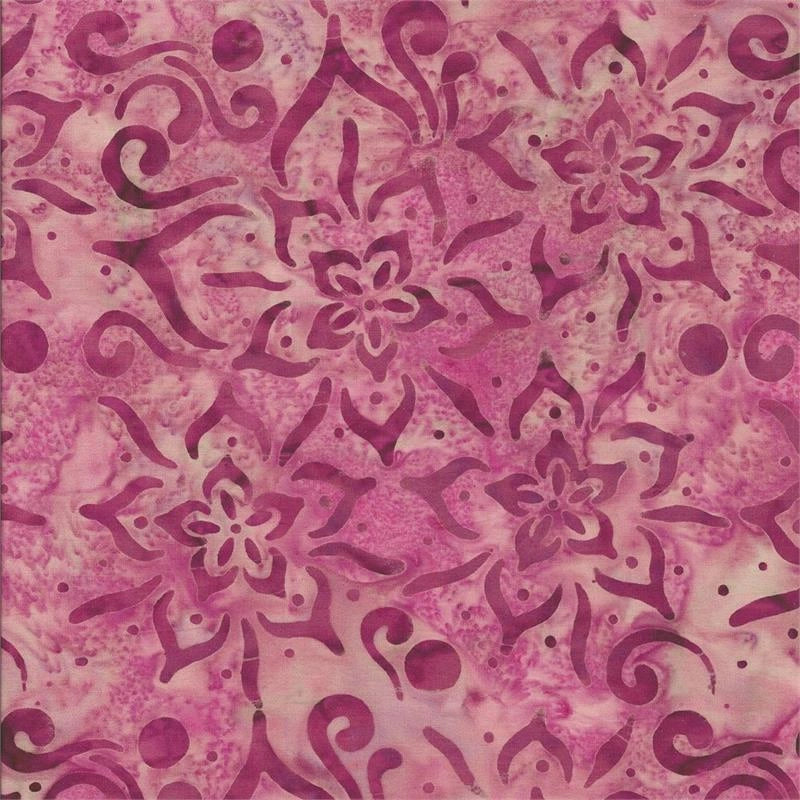 Rio Carnival Purple Flower Batik Fabric Yardage