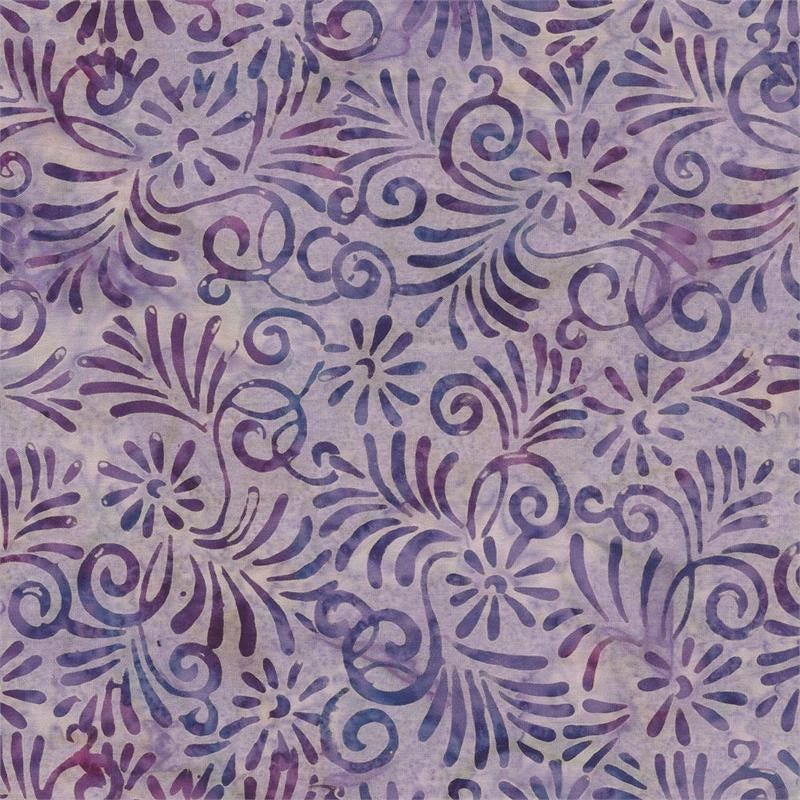 Cotton Candy Purple Leaves batik quilting fabric yardage