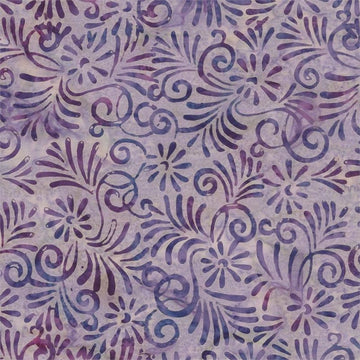 Cotton Candy Purple Leaves batik quilting fabric yardage