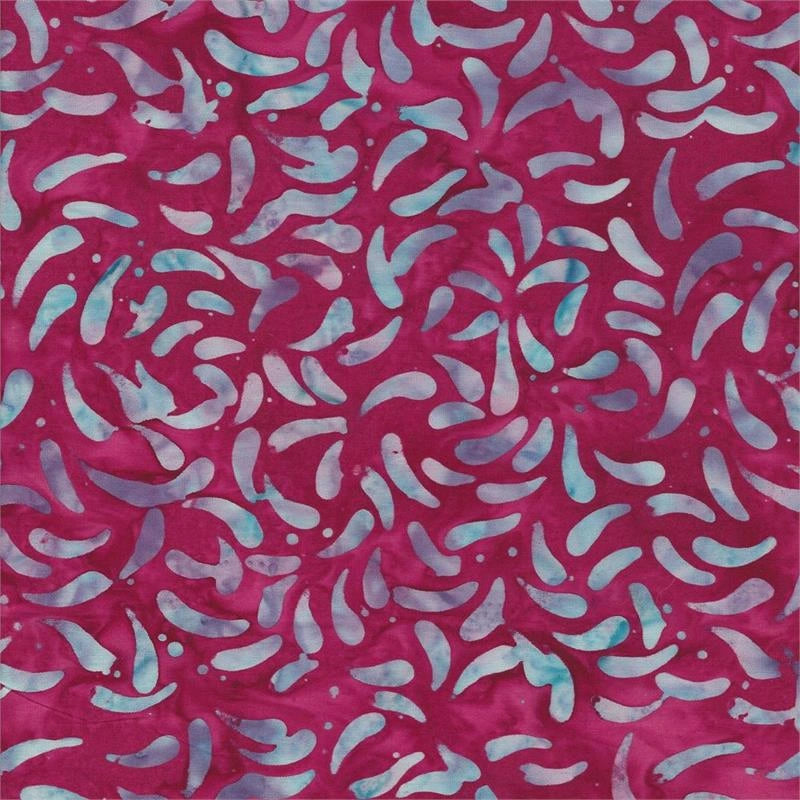 Cotton Candy Blue Teardrops on Magenta batik fabric yardage