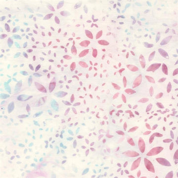 Cotton Candy Pink Flowers on White batik quilting fabric yardage
