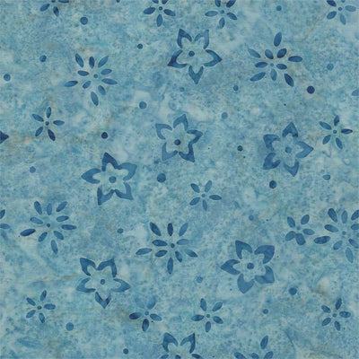 Cotton Candy Blue Star Flower Batik Fabric Yardage