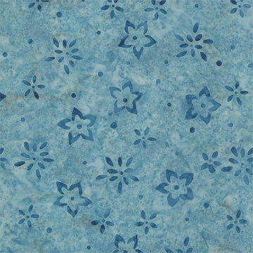 Cotton Candy Blue Star Flower Batik Fabric Yardage