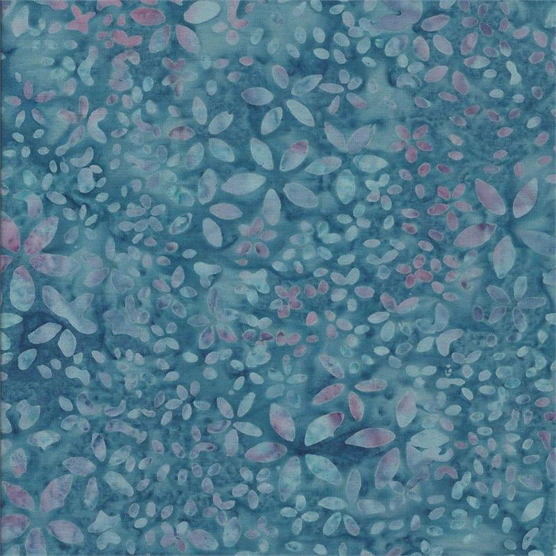 Cotton Candy Blue Tossed Flowers batik quilting fabric yardage