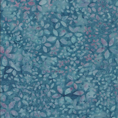 Cotton Candy Blue Tossed Flowers Batik Fabric Yardage