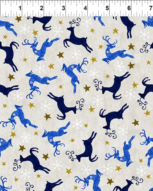 New Snow Cream Reindeer Fabric Yardage