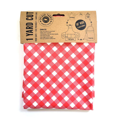 Laminated Cotton, Red Gingham, 1 Yard Precut